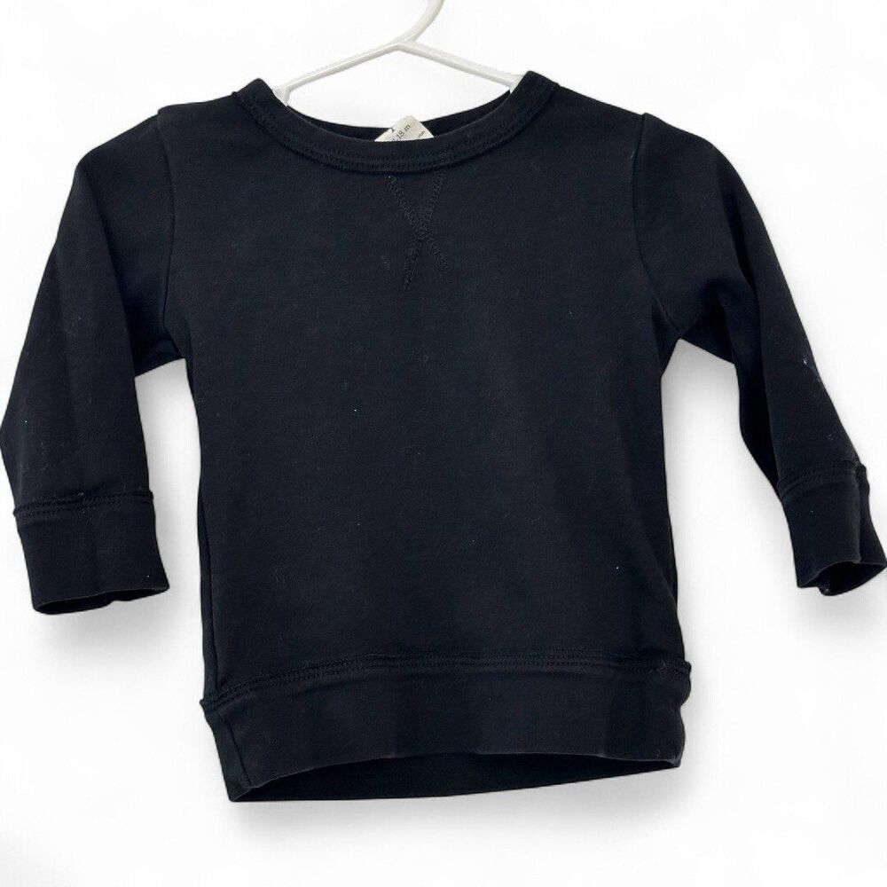 Kate Quinn Organic Cotton Black Crewneck Pullover Sweatshirt Basic 12-18 Months